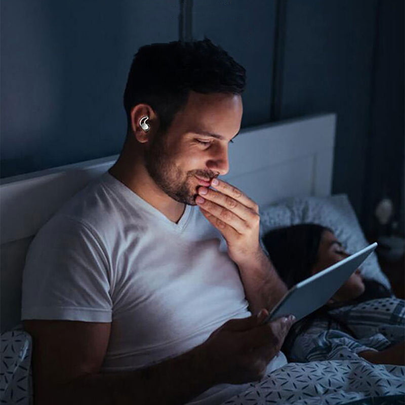 Noctura Sleep Earplugs worn comfortably at night