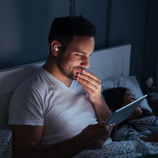 Noctura Sleep Earplugs worn comfortably at night